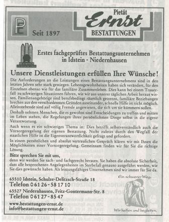 Erstes fachgeprüftes Bestattungsunternehmen in Idstein - Niedernhausen